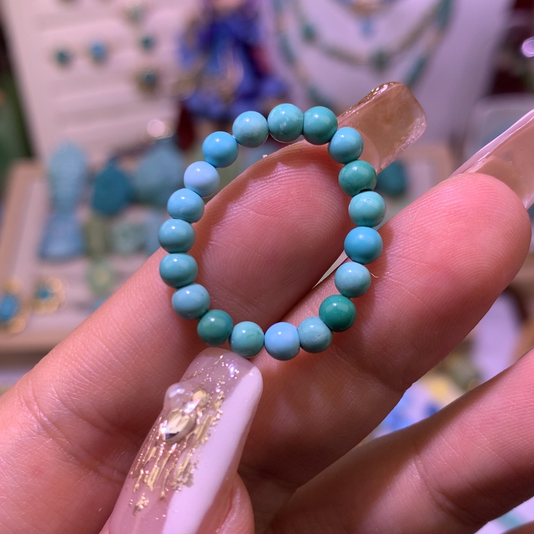 绿松石珠宝奇石未镶嵌米珠戒圈