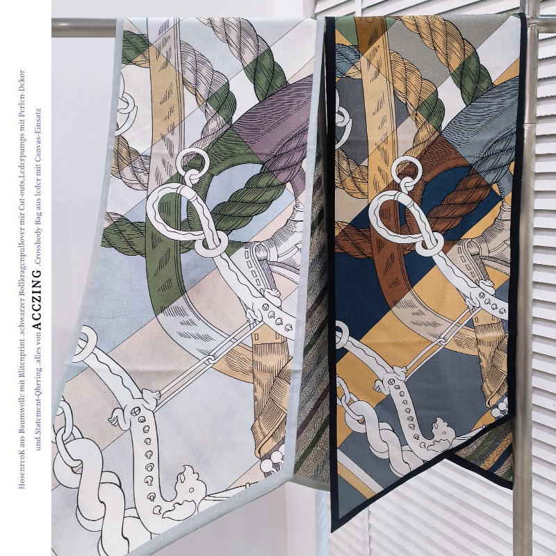 骏马骑士」丝毛长巾36%桑蚕丝+64%澳毛秋冬围巾新款加厚保暖披肩