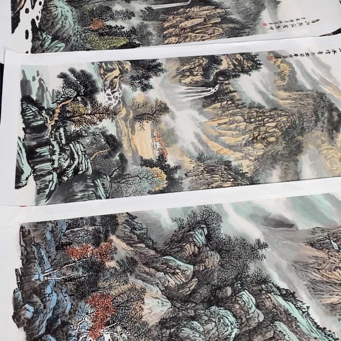 国画老*文范祥厚四尺山水四张打包朱