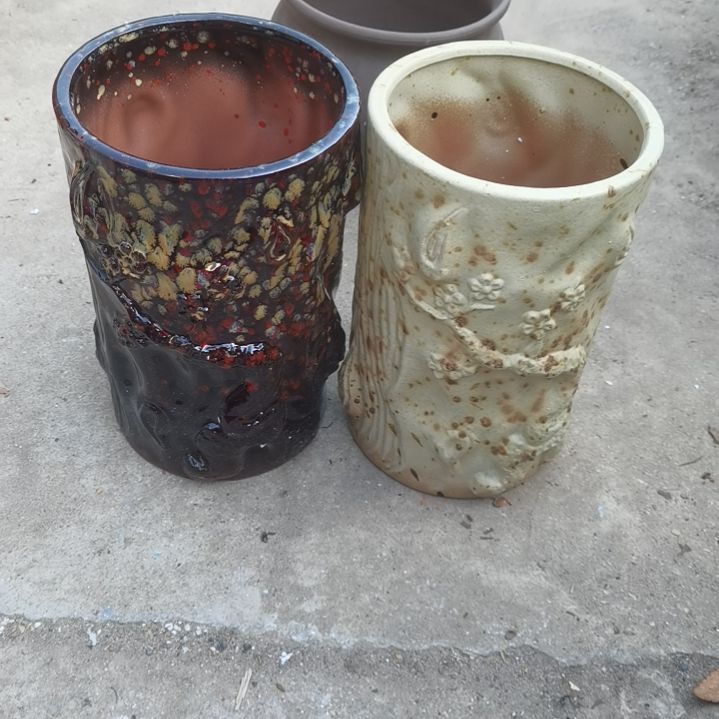 红陶15/23微瑕两个盆子