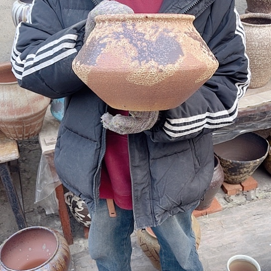 紫砂花盆高度19口径18