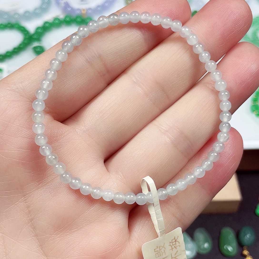 翡翠未镶嵌手链天然缅甸翡翠A卡3.7