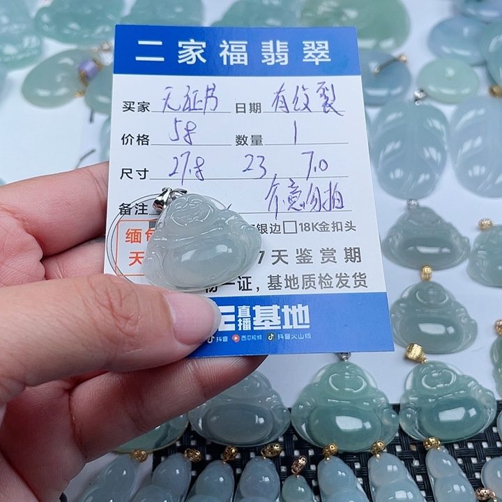 翡翠颈饰银S925镶嵌天然翡翠吊坠