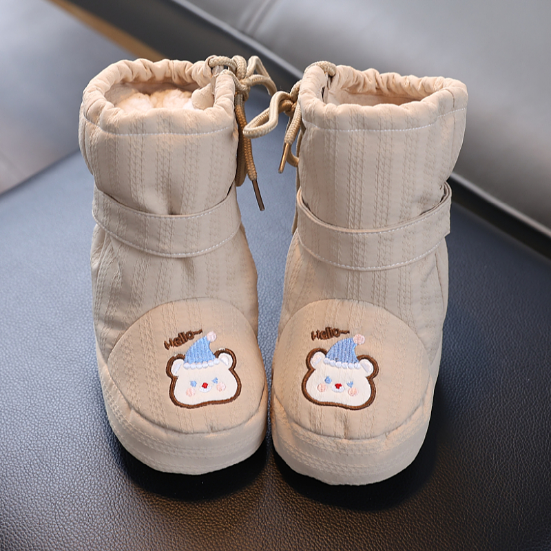 婴儿加绒厚棉鞋秋冬宝宝高筒雪地靴防滑不掉0-18个月防风过膝脚套
