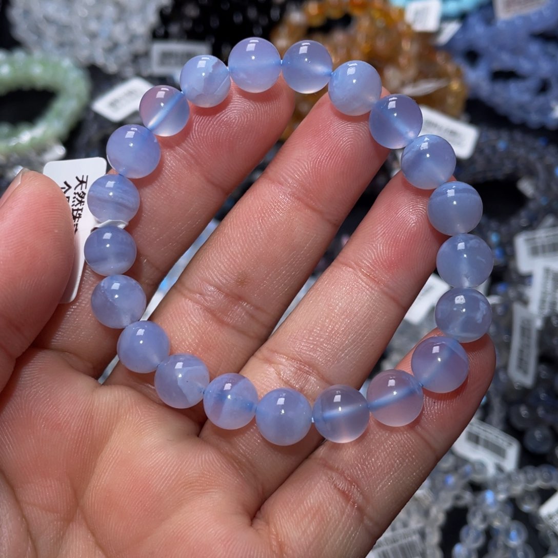 玛瑙/玉髓手链未镶嵌蓝纹玛瑙手链9.4m