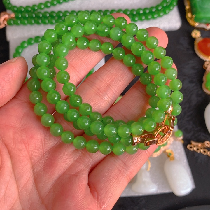 和田玉（碧玉）珠子未镶嵌