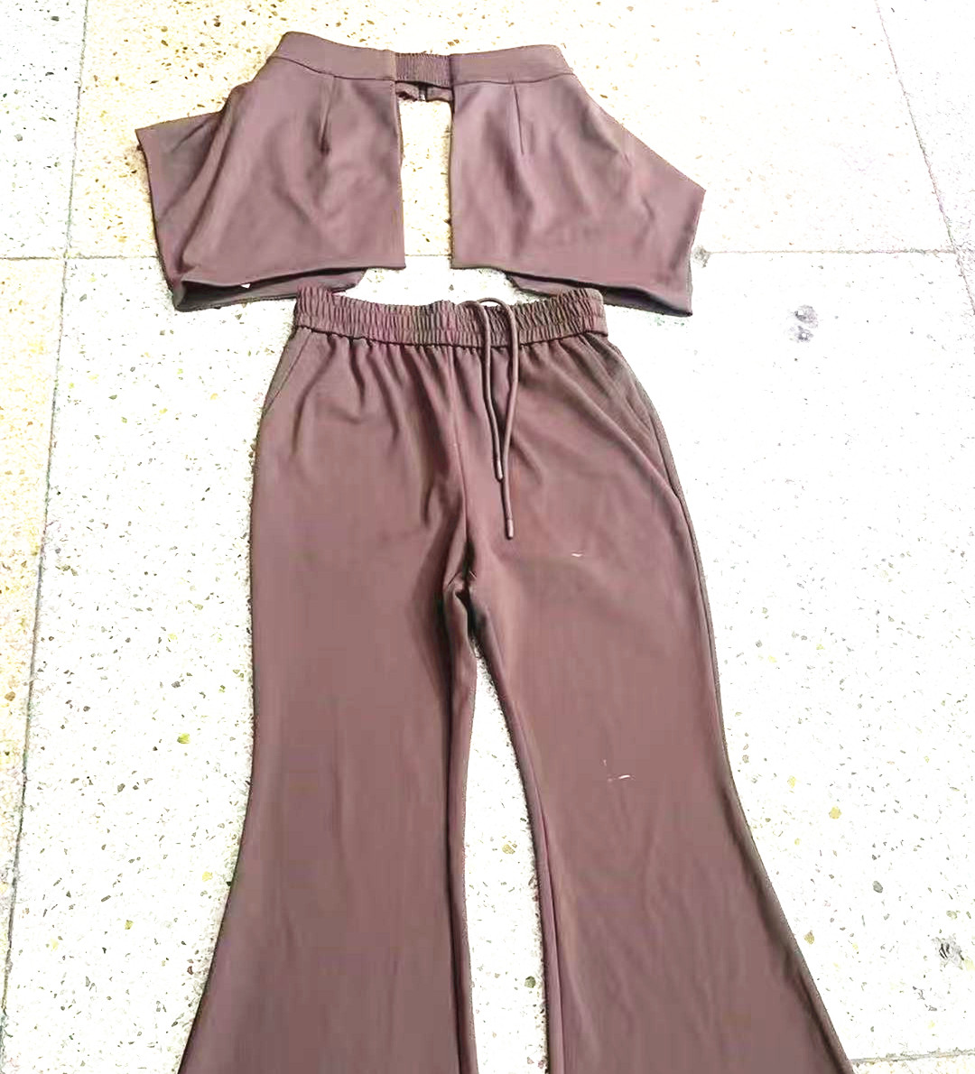 迎新鱼尾裤喇叭裤 法式复古鱼尾裤 酱咖色 微喇  秋冬新款  