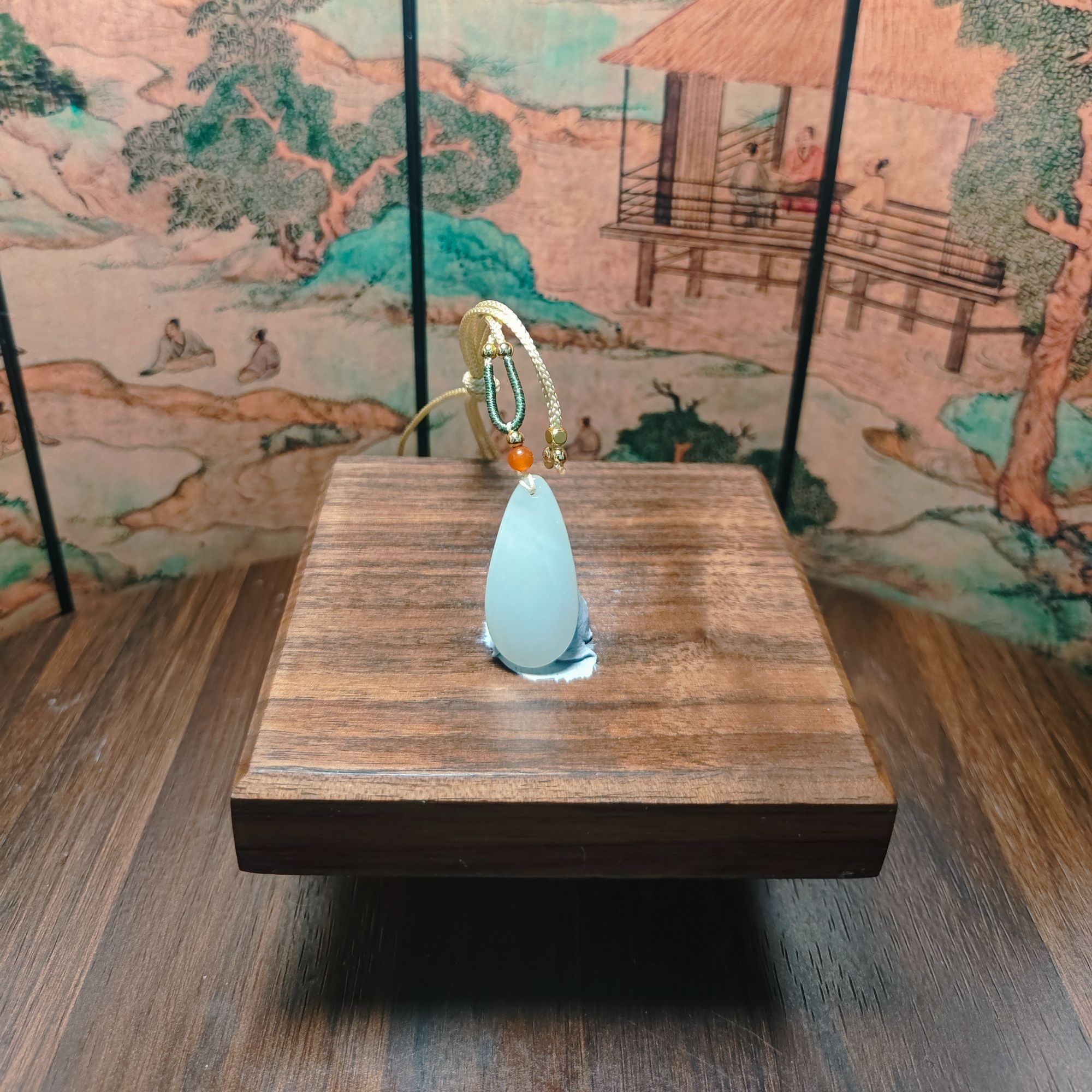 O和田玉水滴无事牌吊坠1247