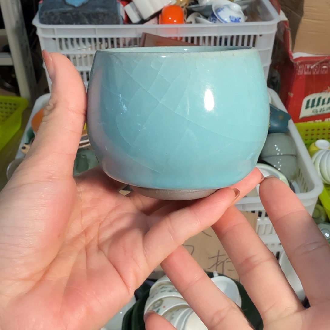 云***朵孤品默认微瑕汝窑铁胎釉主人杯