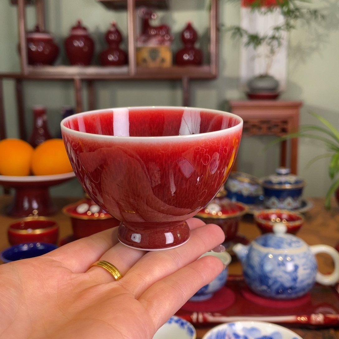 茶***叶清欢雅玩原矿郎红福利鸡心杯