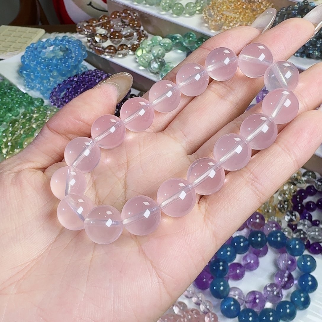 水晶手链未镶嵌懒*儿粉水晶12