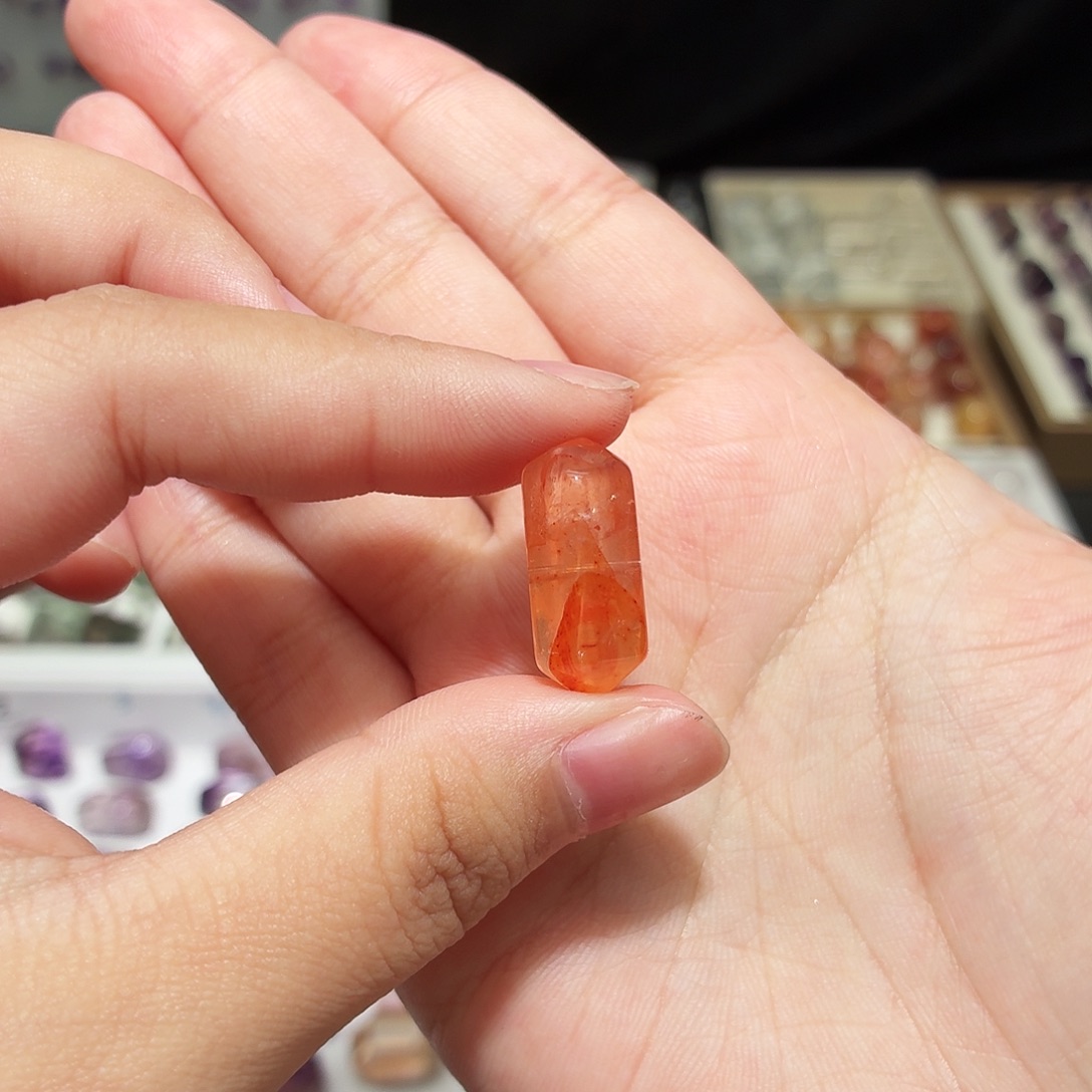 水晶吊坠(不含链)未镶嵌红胶花 双尖 