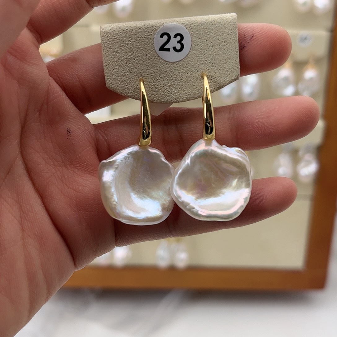 淡水珍珠耳饰银S925镶嵌繁**簇