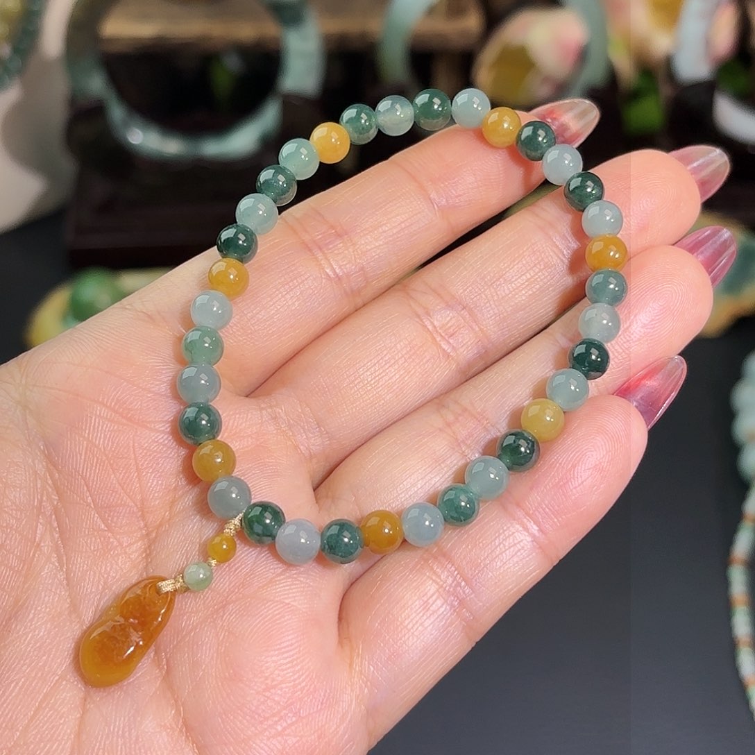 翡翠手链未镶嵌沧海一声笑