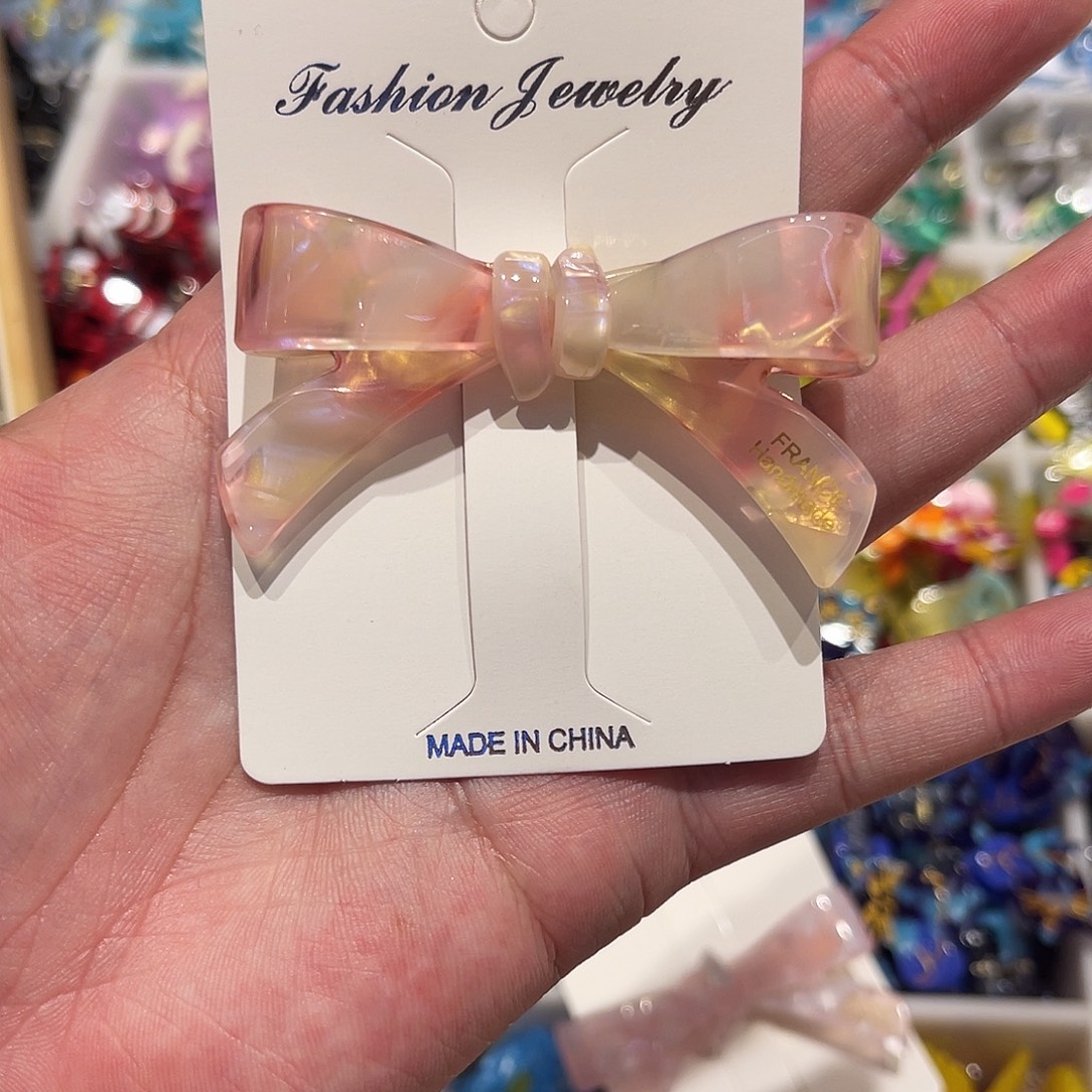 醋酸非金属粉金大蝴蝶结边夹