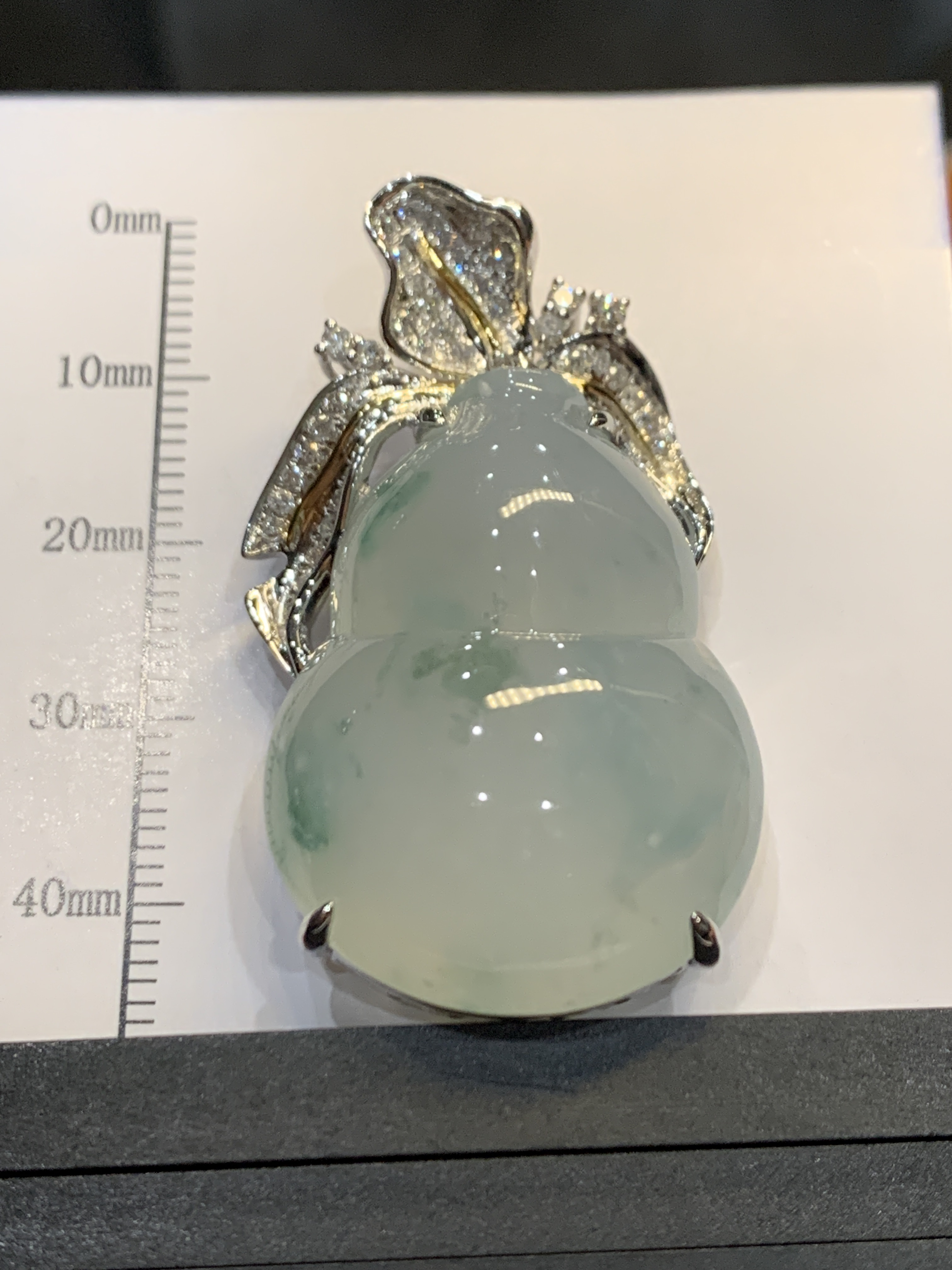 折后缅A翡翠18k真钻吊坠 大厚木那葫芦 整高42 裸30.5-23-11mm