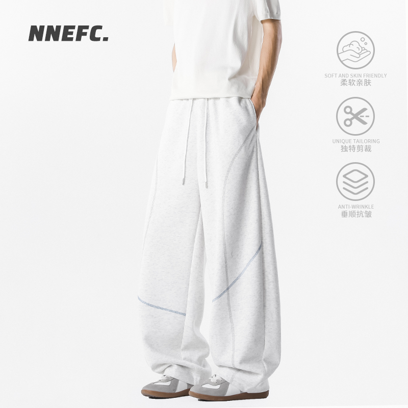 NNEFC重磅明线弯刀卫裤男女秋季舒适显高休闲裤宽松运动阔腿裤子