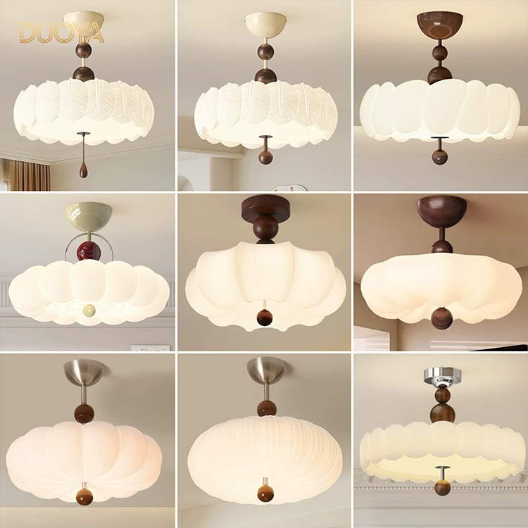 法式中古风卧室护眼吊灯新款复古胡桃木色美式高级书房房间吊灯