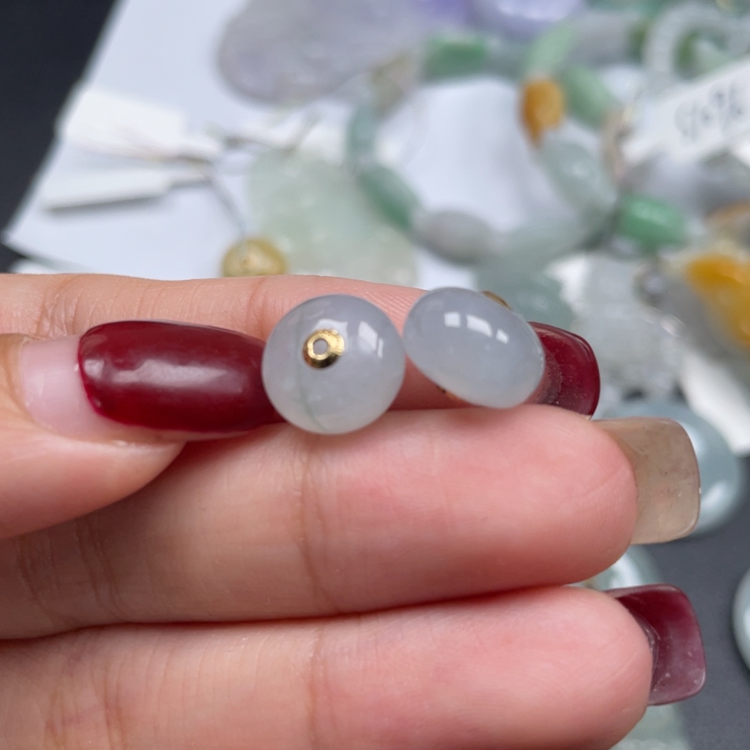 翡翠18K金镶嵌颈饰天然a货缅甸翡翠包邮