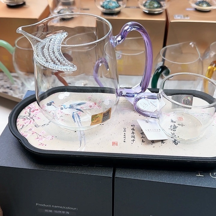 禾器浅紫色丰然煮茶器加小杯