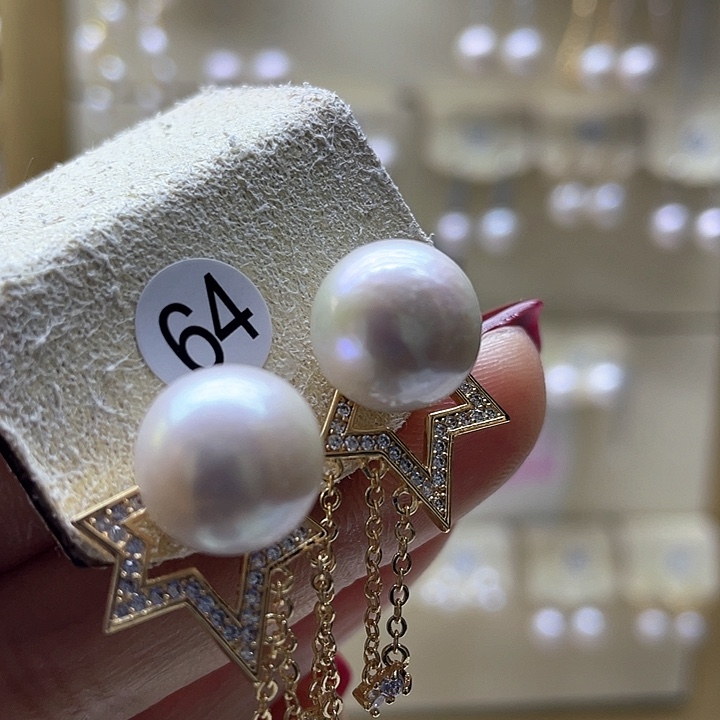 淡水珍珠耳饰银S925镶嵌