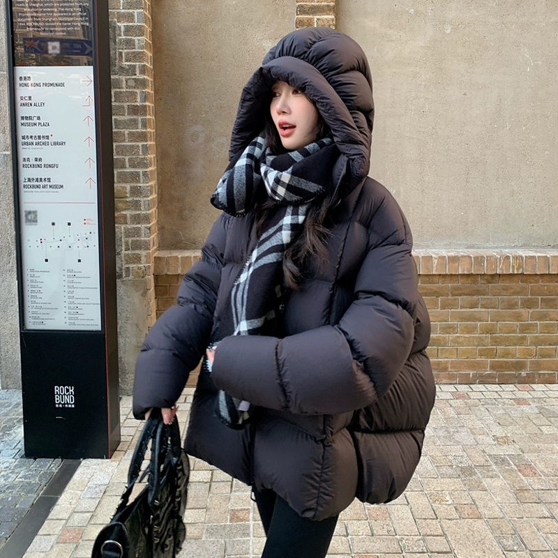 90%白鹅绒2025冬新款简约云朵泡芙抽绳收腰羽绒服女显瘦加厚保暖