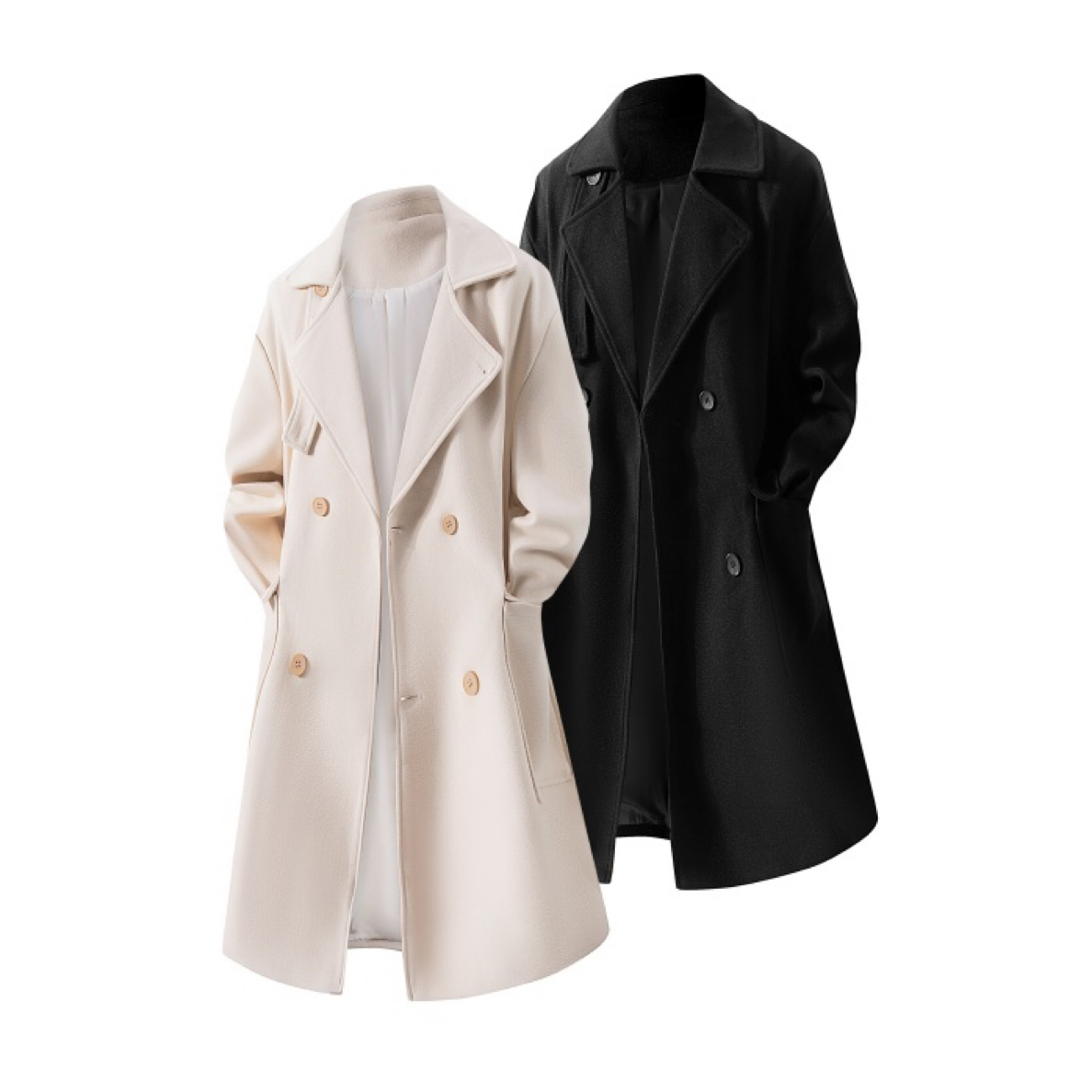 LJFTZ&小个子港风双排扣中长款不过膝大衣男风衣毛呢料外套