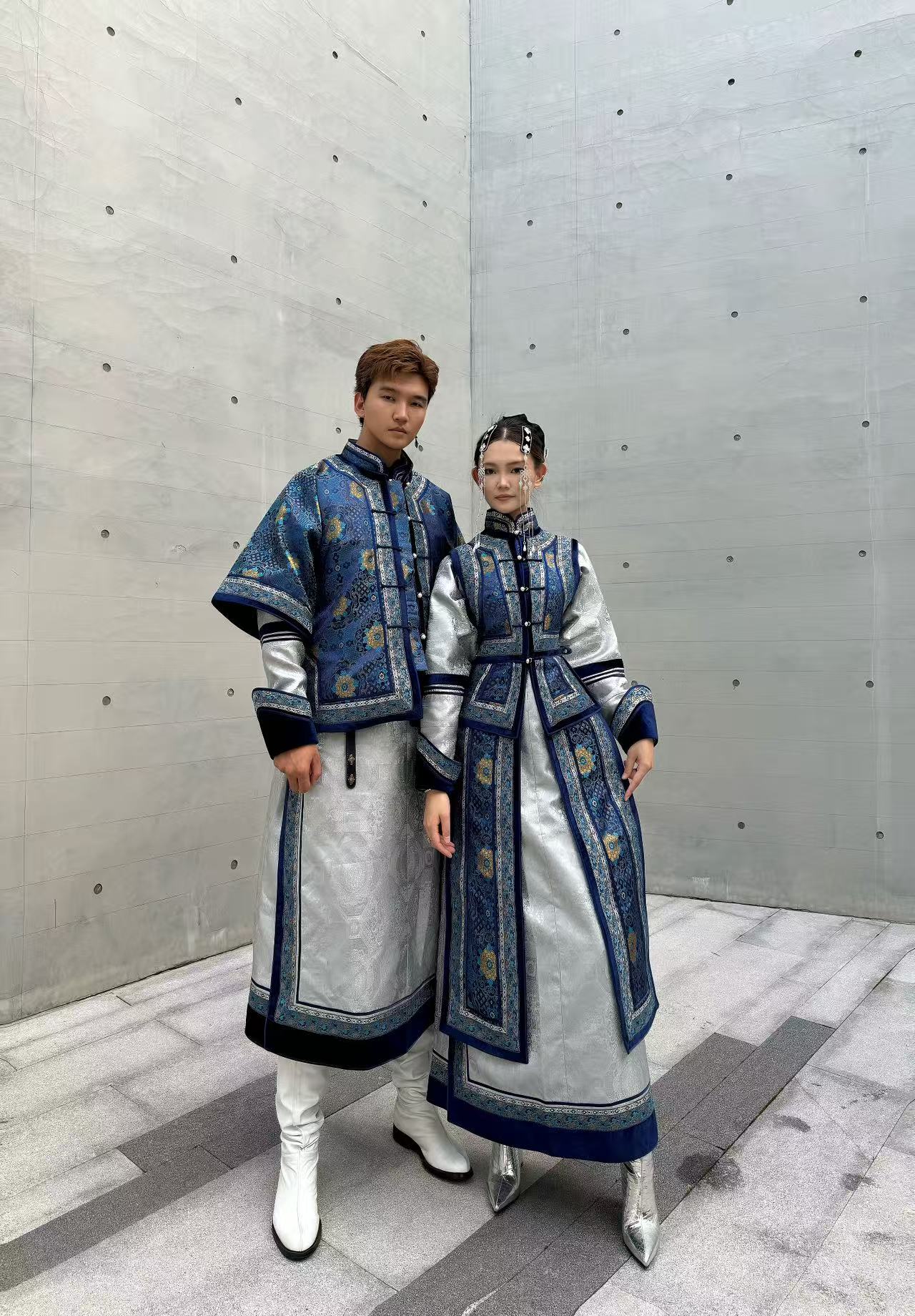 【蓝亚】M002-民族风情侣马甲 湛蓝色  蓝亚轻民族风原创设计