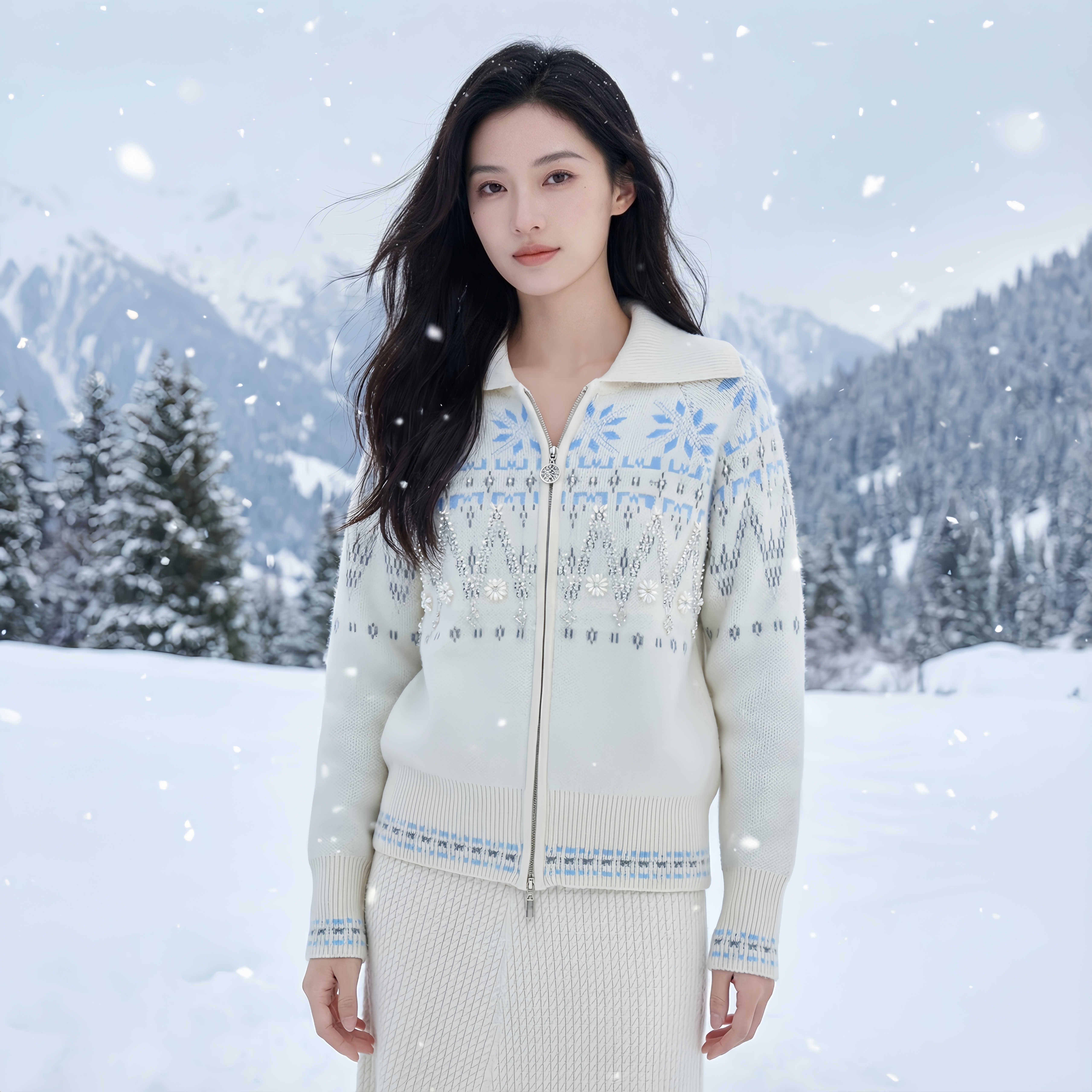 【新品集合-100%山羊绒】多款式高领镂空纹理毛衣女宽松慵懒组合