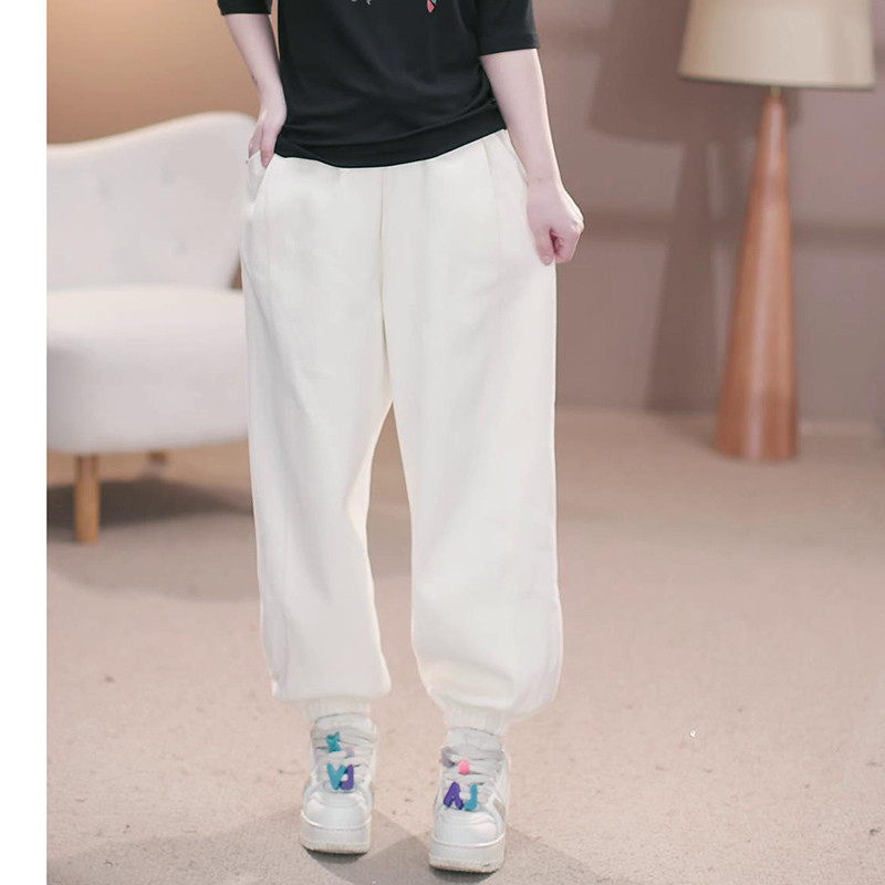 白色韩系别致高腰显瘦加厚阔脚裤女2025秋冬新款百搭简约休闲长裤