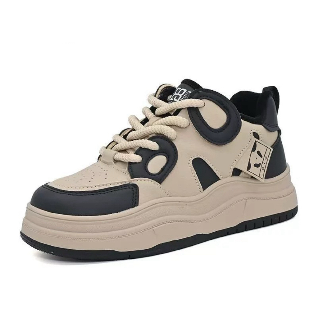 板鞋女冬季新款3813时尚休闲中跟平底圆头系带舒适加绒运动鞋24D