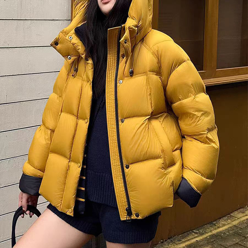 小个子泡芙连帽羽绒服2025冬季新款宽松休闲舒适百搭保暖外套