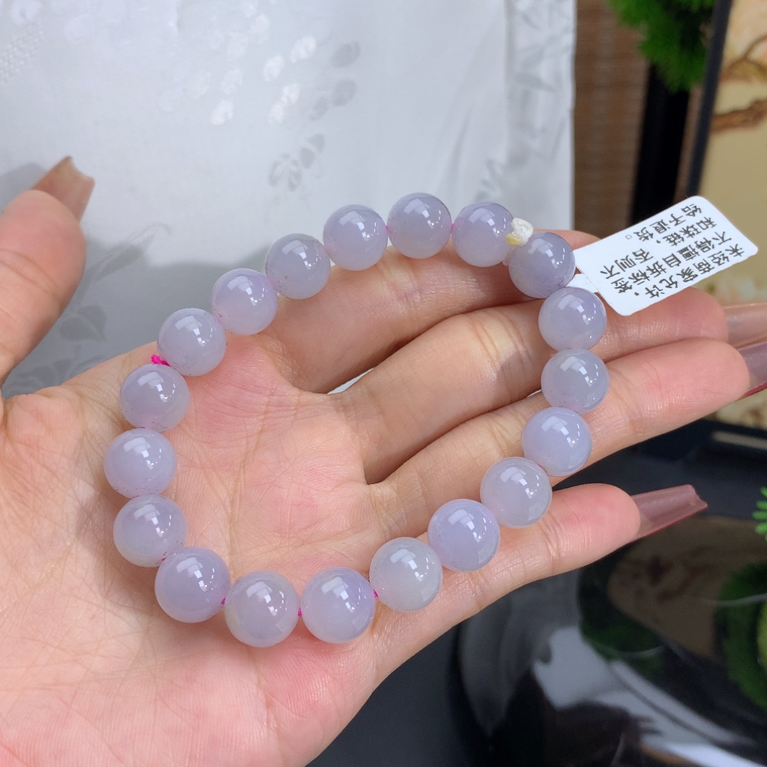 翡翠手链未镶嵌卡9.9冰胶粉紫手串