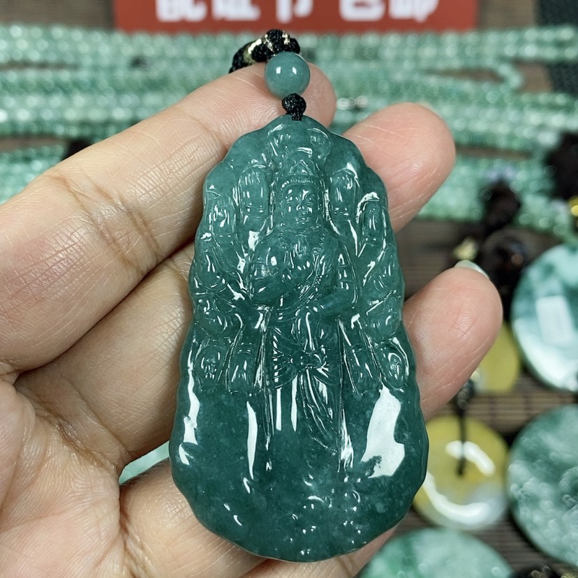 【闪购商品】翡翠颈饰未镶嵌玉吊坠翡翠玉双面鼠守护神千手观音