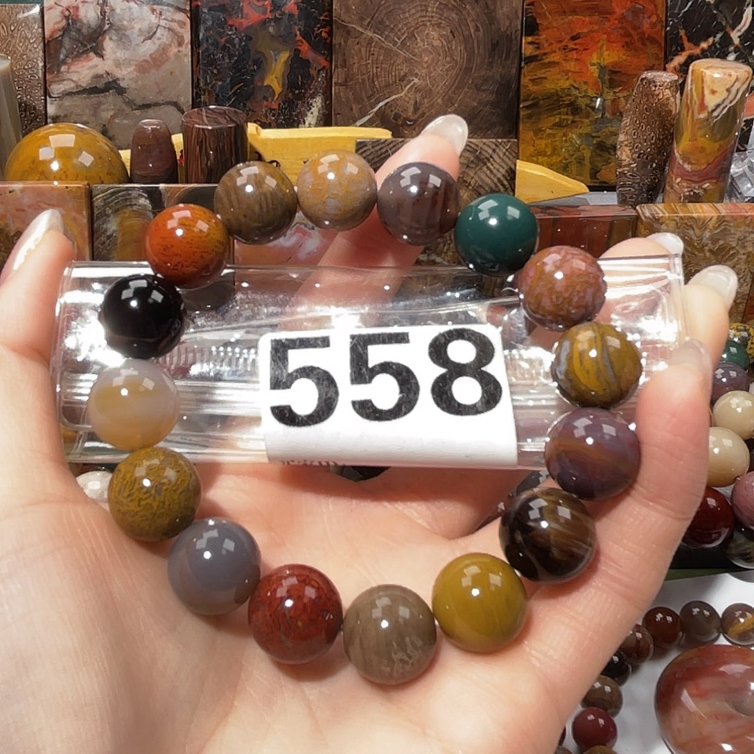 硅化玉未镶嵌天然北票硅化玉手串13.8