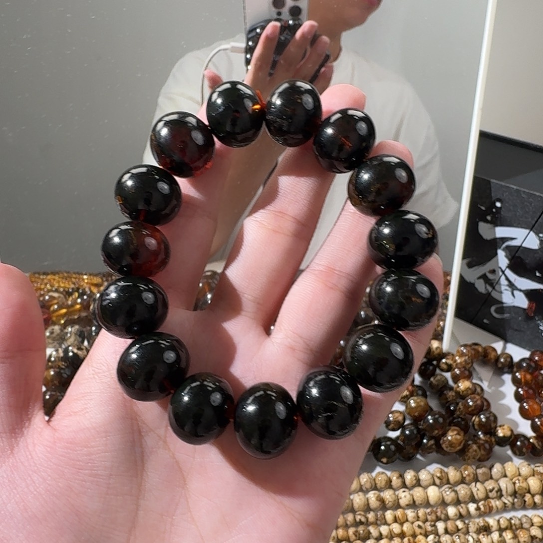 九***手裸石琥珀未镶嵌抚顺琥珀16mm
