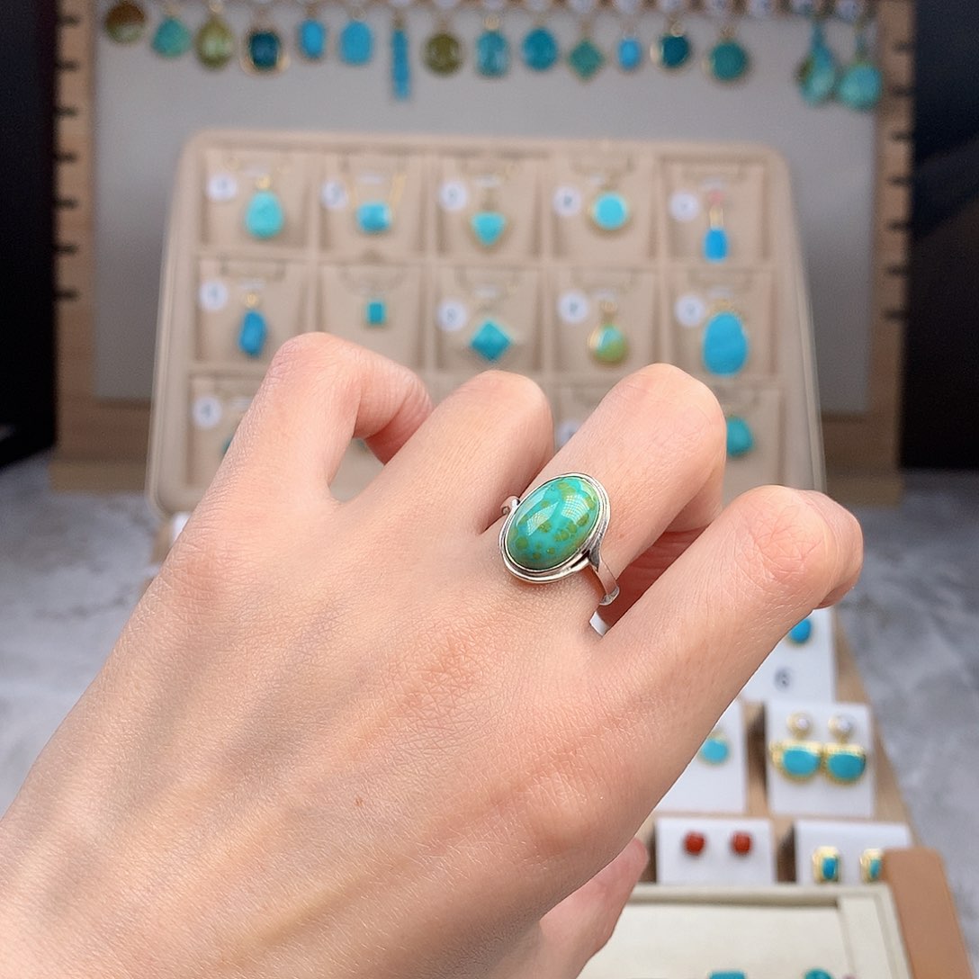 绿松石戒指银S925镶嵌