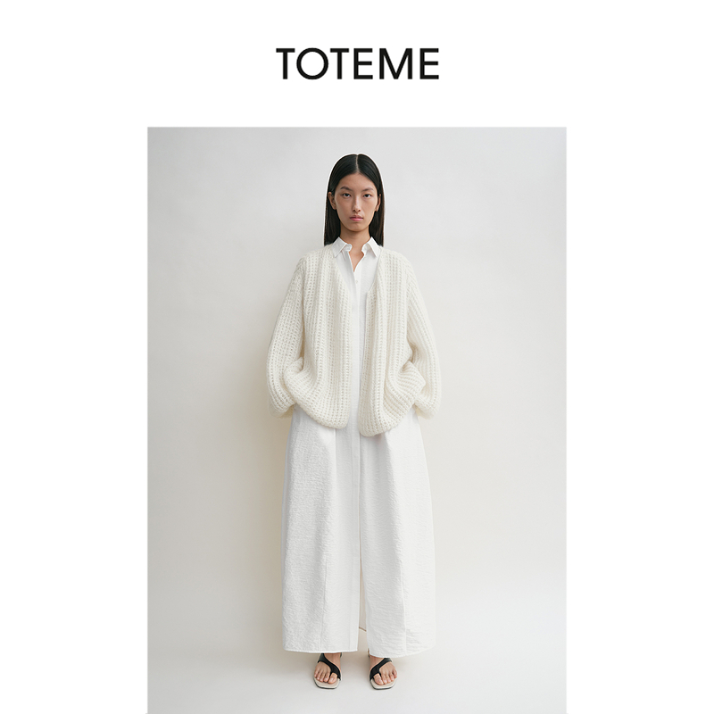 TOTEME女装25春夏新款米白色轻盈蓬松柔软廓形针织开衫