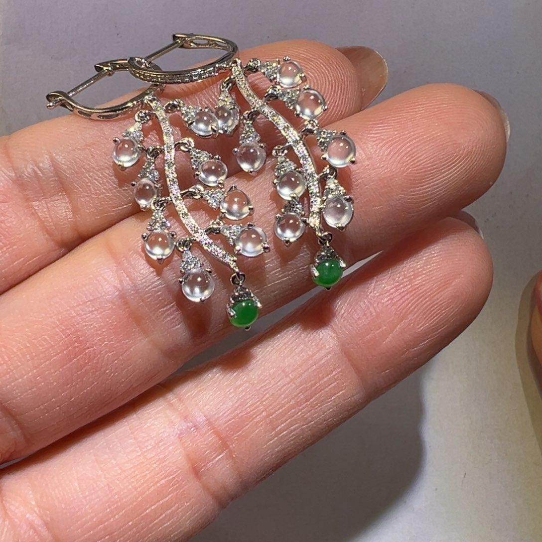 翡翠颈饰18K金镶嵌耳环