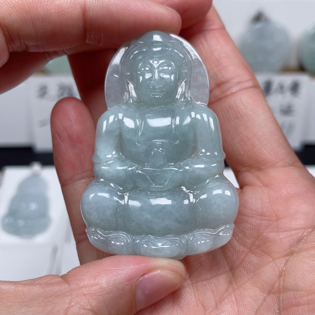 翡翠颈饰未镶嵌天然翡翠A货观音96号