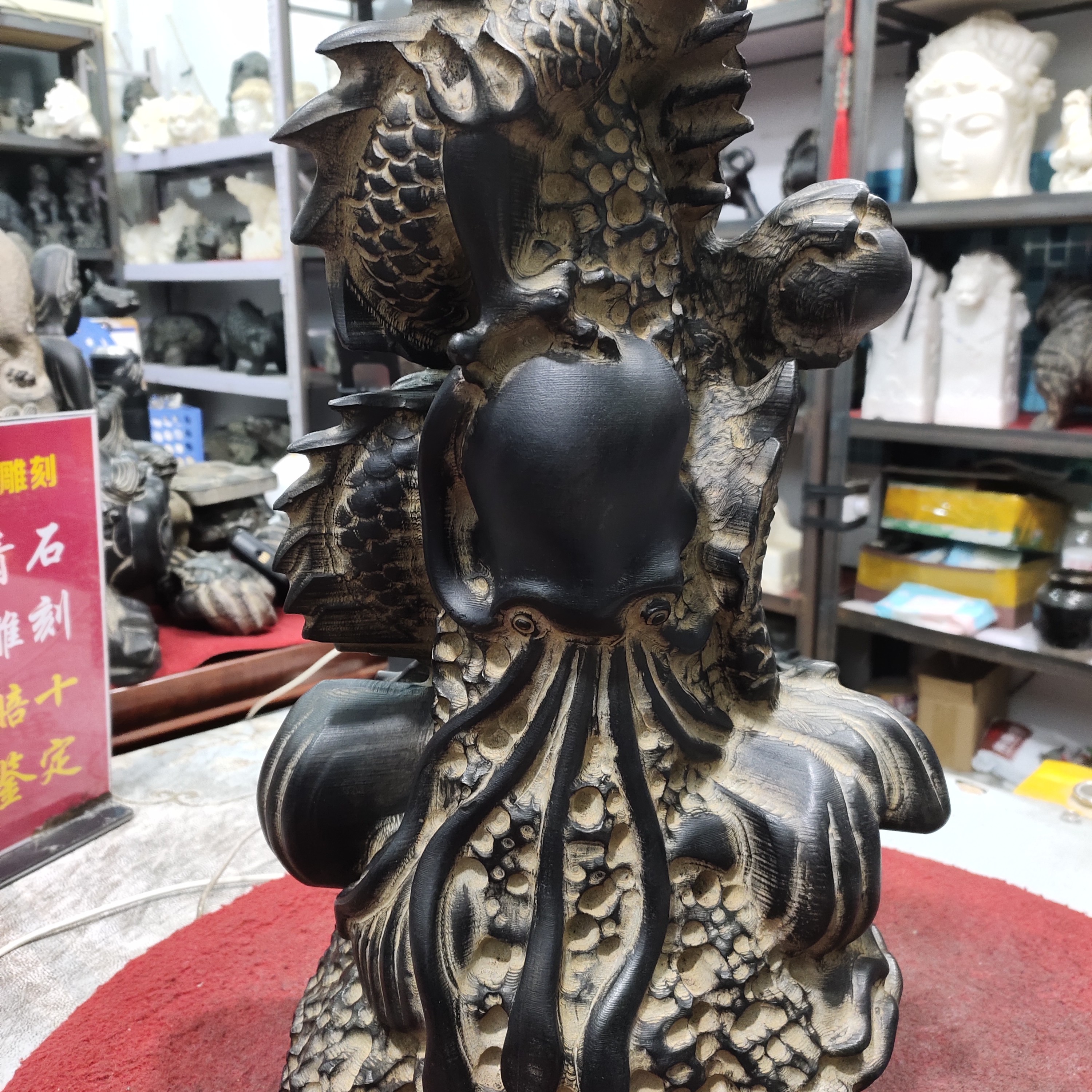 家居饰品复古手工陶瓷精美弥勒佛创意桌面摆件龙