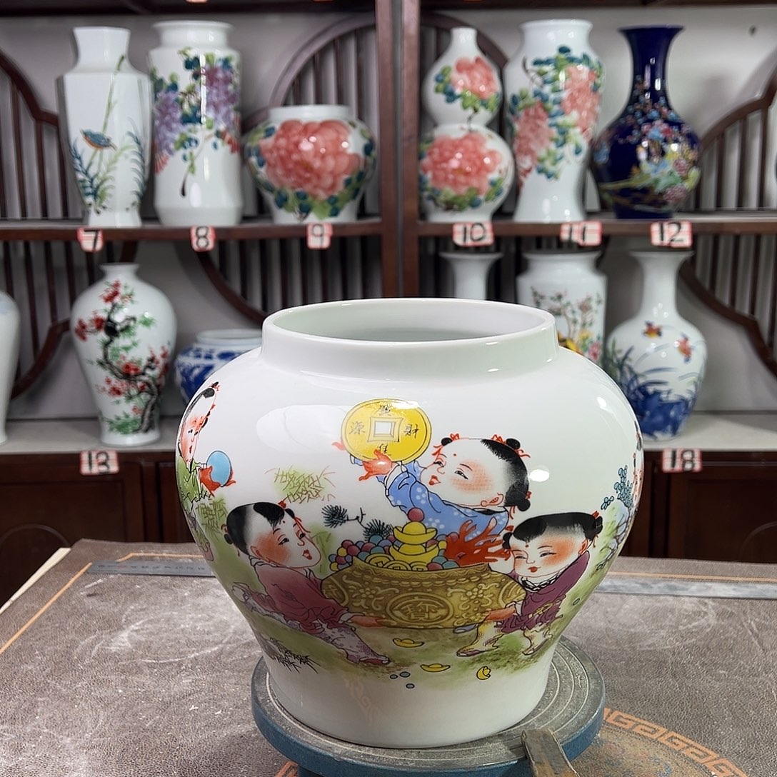 陶摆件景德镇陶瓷大口进宝