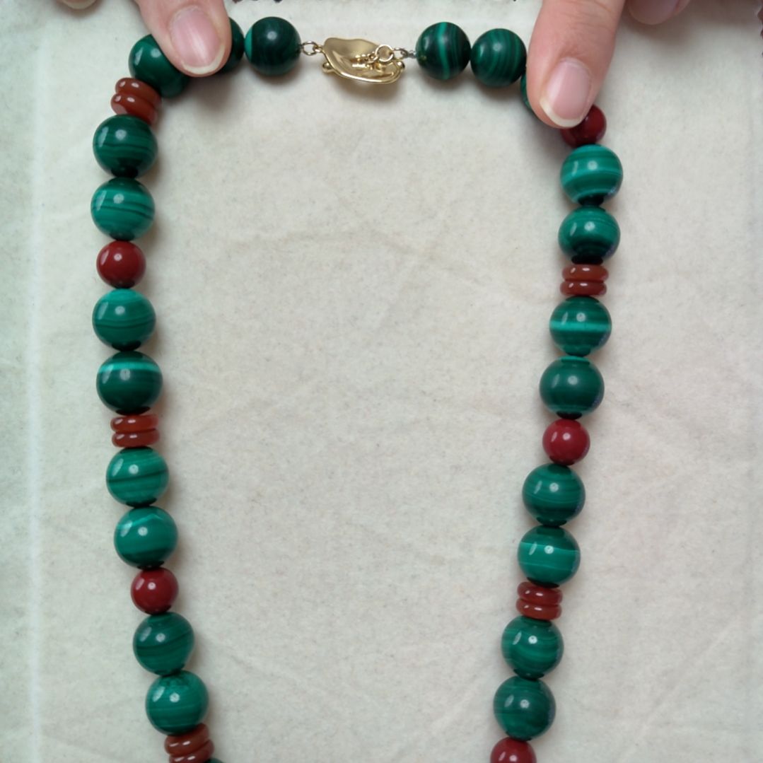 合金孔雀石颈饰设计款