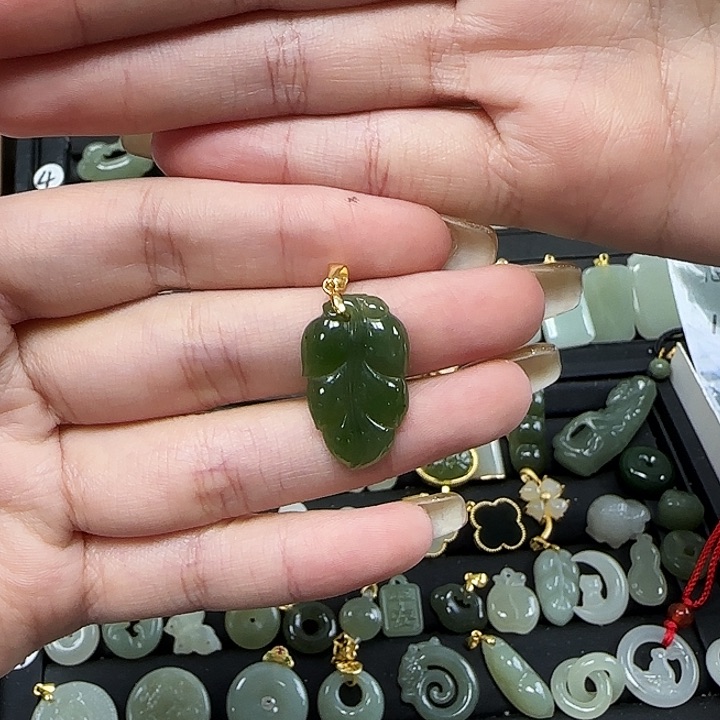 和田玉颈饰银S925镶嵌