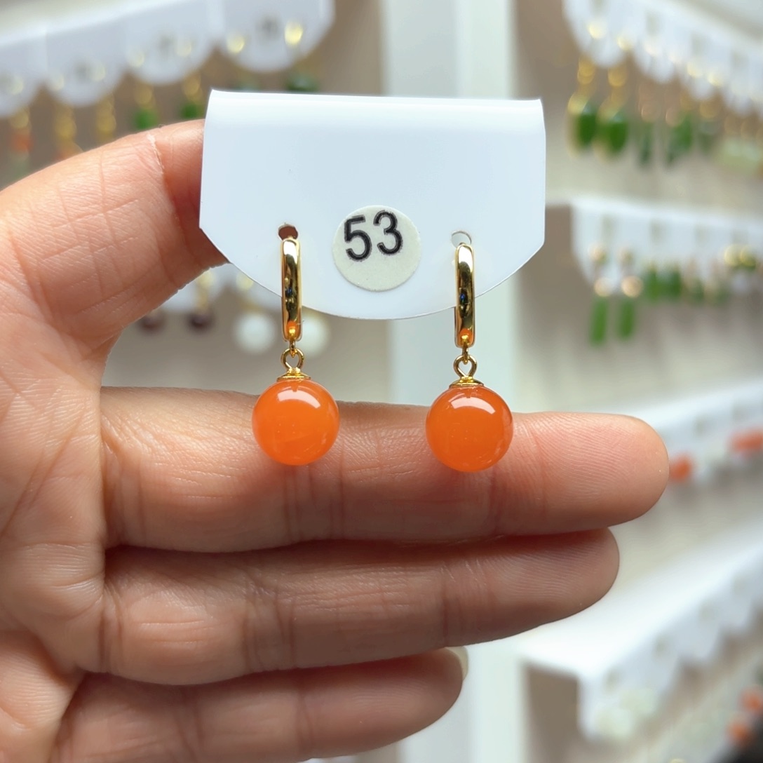 南红玛瑙耳饰银S925镶嵌