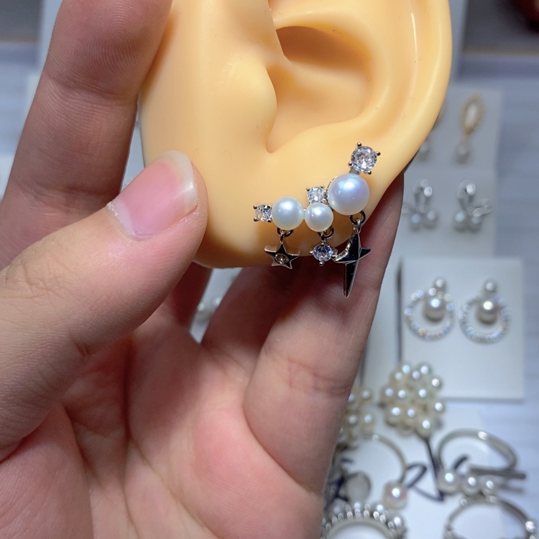耳饰淡水珍珠银S925镶嵌