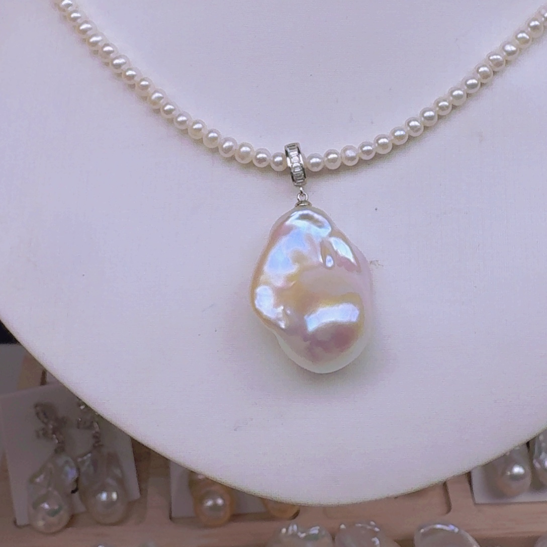 银S925镶嵌戒指淡水珍珠