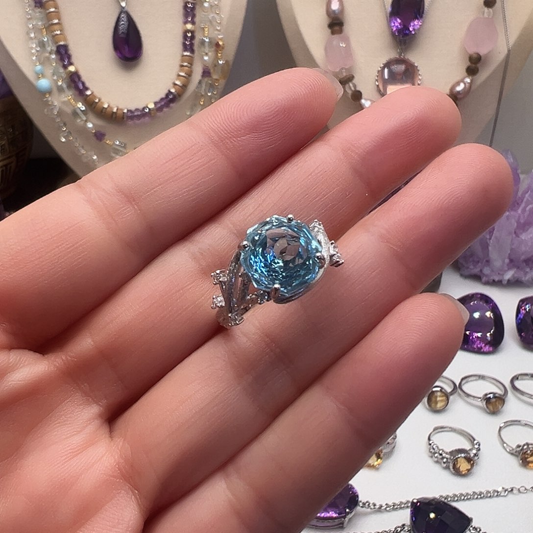 托帕石银S925镶嵌戒指戒指