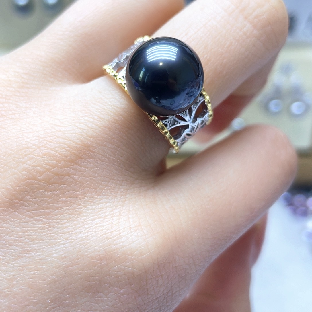 海水珍珠戒指银S925镶嵌