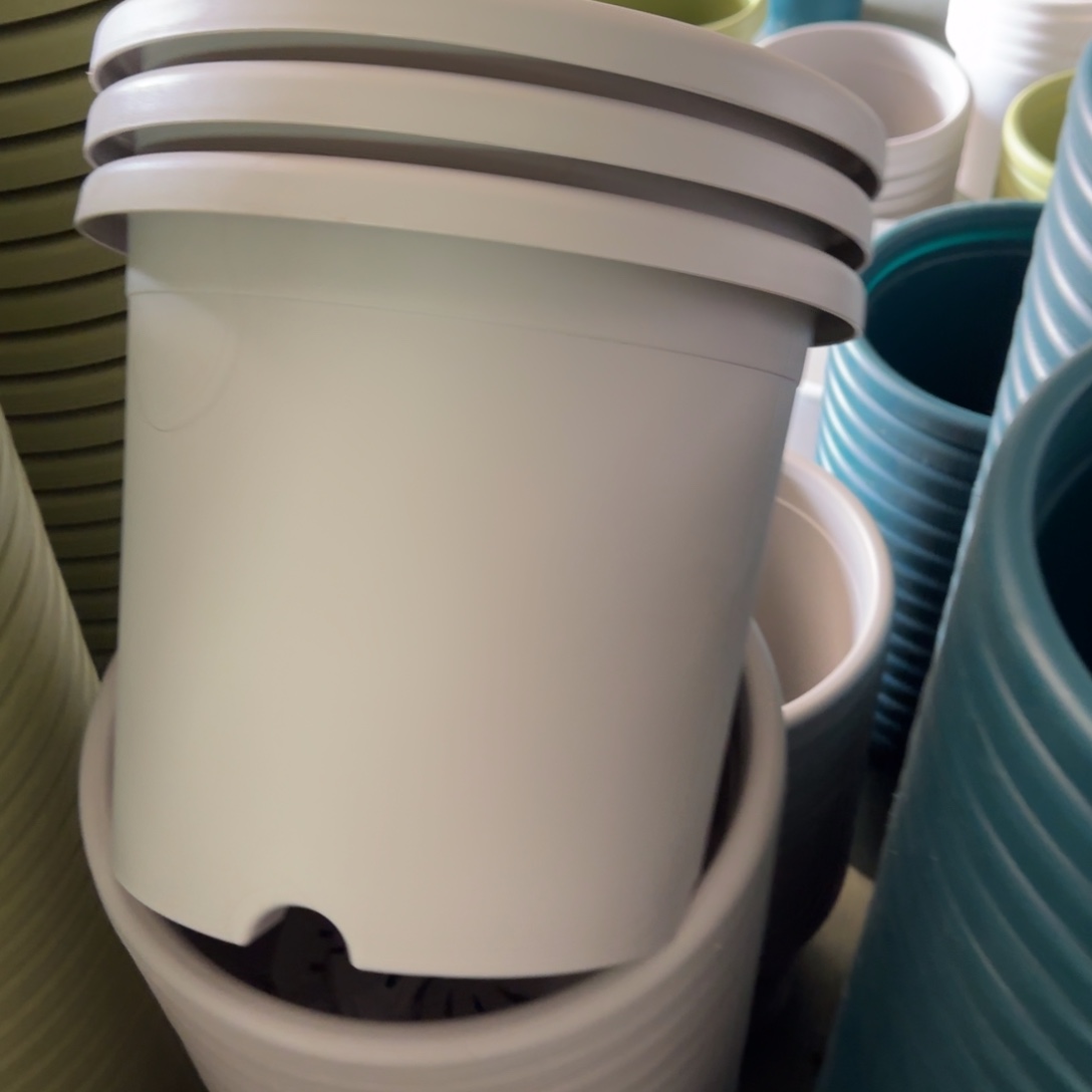 树脂四季盆5#无拖灰白微瑕6